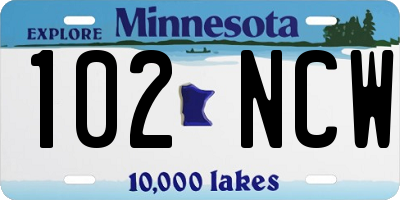 MN license plate 102NCW