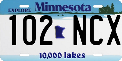 MN license plate 102NCX