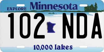 MN license plate 102NDA