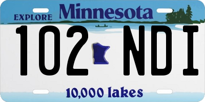 MN license plate 102NDI