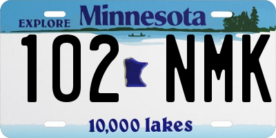 MN license plate 102NMK