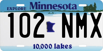 MN license plate 102NMX