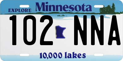 MN license plate 102NNA
