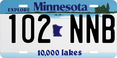 MN license plate 102NNB