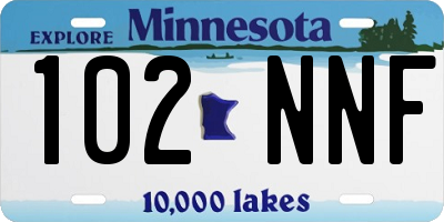 MN license plate 102NNF
