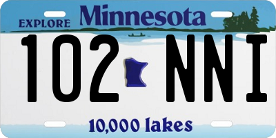 MN license plate 102NNI