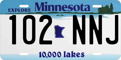 MN license plate 102NNJ
