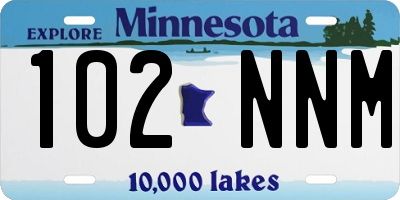 MN license plate 102NNM