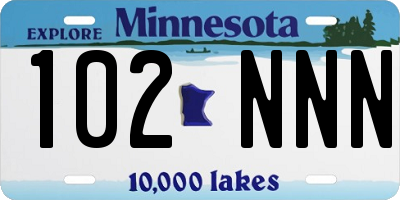 MN license plate 102NNN