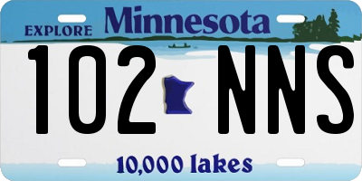 MN license plate 102NNS