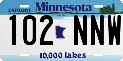 MN license plate 102NNW
