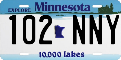 MN license plate 102NNY