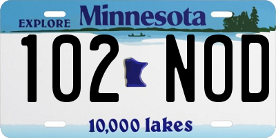 MN license plate 102NOD