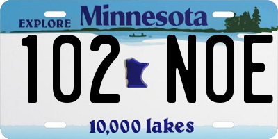 MN license plate 102NOE