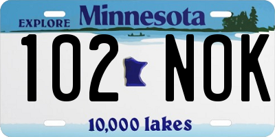 MN license plate 102NOK