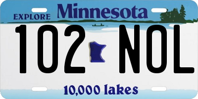 MN license plate 102NOL