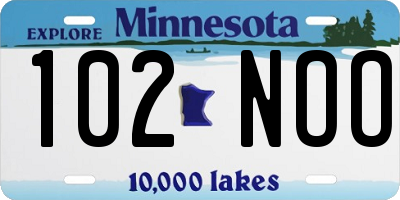 MN license plate 102NOO