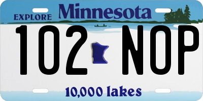 MN license plate 102NOP