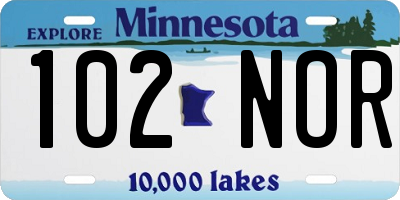 MN license plate 102NOR