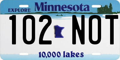 MN license plate 102NOT