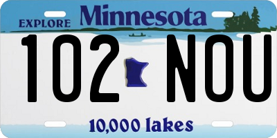 MN license plate 102NOU