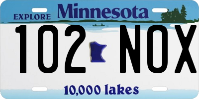 MN license plate 102NOX