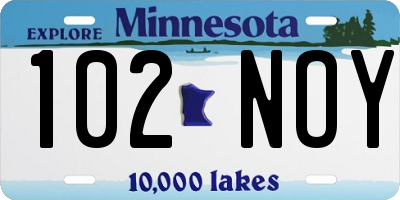 MN license plate 102NOY