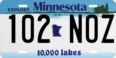 MN license plate 102NOZ