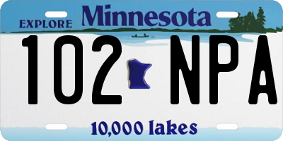 MN license plate 102NPA