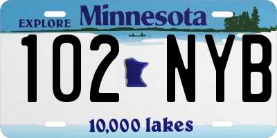 MN license plate 102NYB