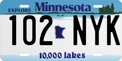 MN license plate 102NYK