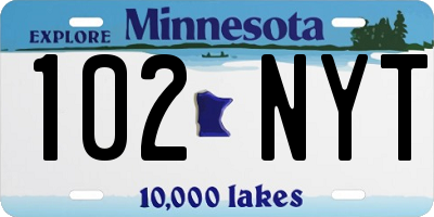 MN license plate 102NYT