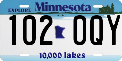 MN license plate 102OQY