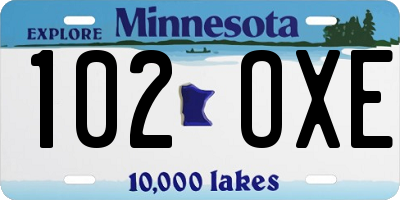 MN license plate 102OXE