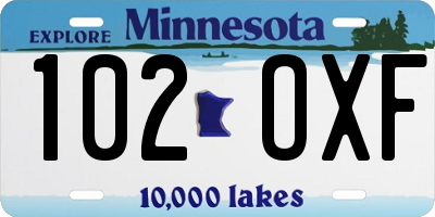 MN license plate 102OXF