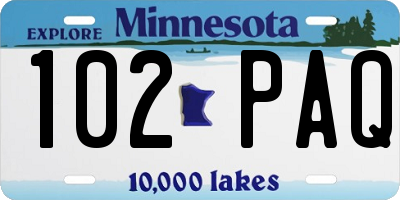 MN license plate 102PAQ