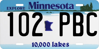 MN license plate 102PBC
