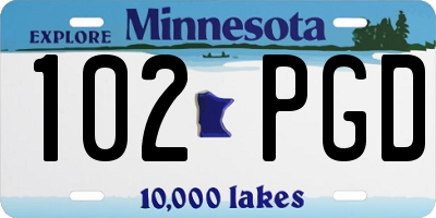 MN license plate 102PGD