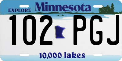MN license plate 102PGJ