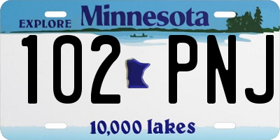 MN license plate 102PNJ