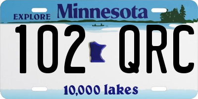 MN license plate 102QRC