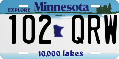 MN license plate 102QRW