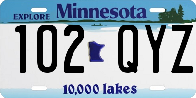 MN license plate 102QYZ