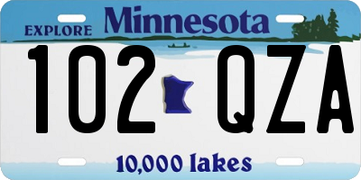 MN license plate 102QZA