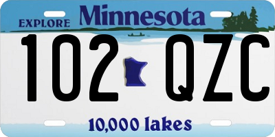 MN license plate 102QZC