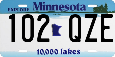 MN license plate 102QZE