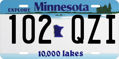 MN license plate 102QZI