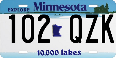 MN license plate 102QZK