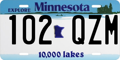 MN license plate 102QZM