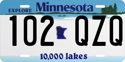 MN license plate 102QZQ